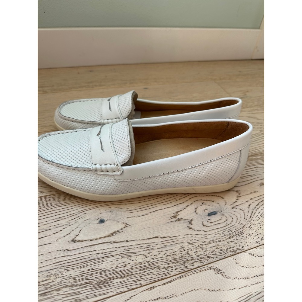Naturalizer N5 Contour Womens White Perforated Leather Penny Loafers Shoes